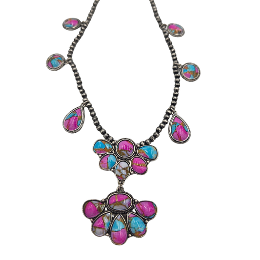 Turquoise Swirl Concho Necklace