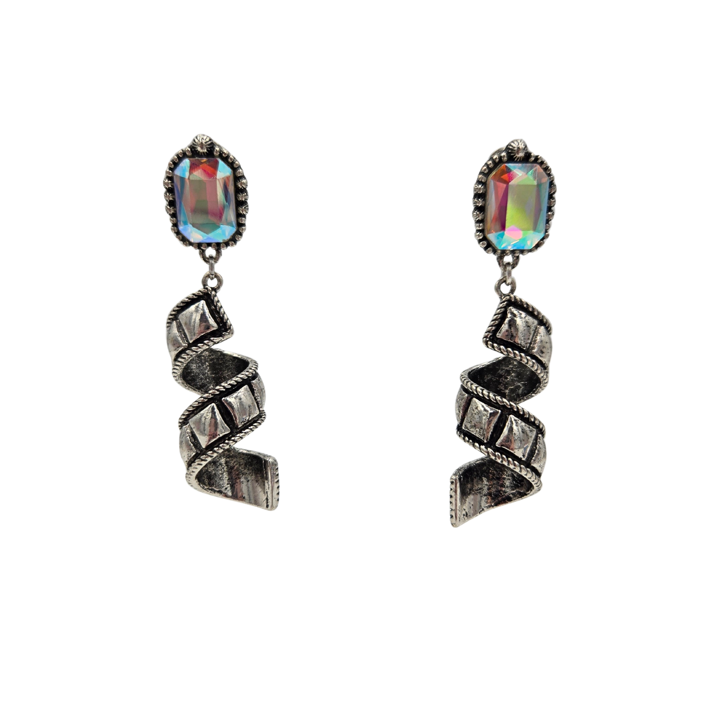 Rhinestone Spiral Bling Earrings