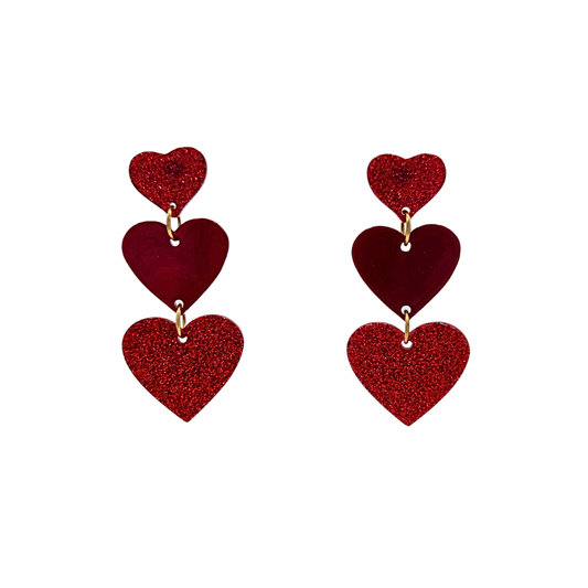 Red Glitter Heart Earrings