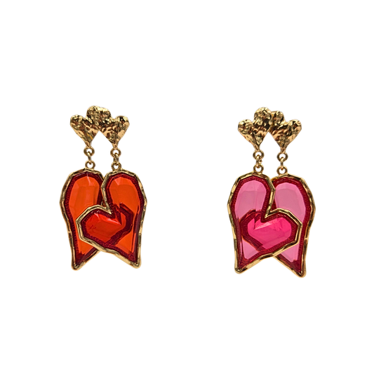 Stained Glass Heart Earrings (2 colors)