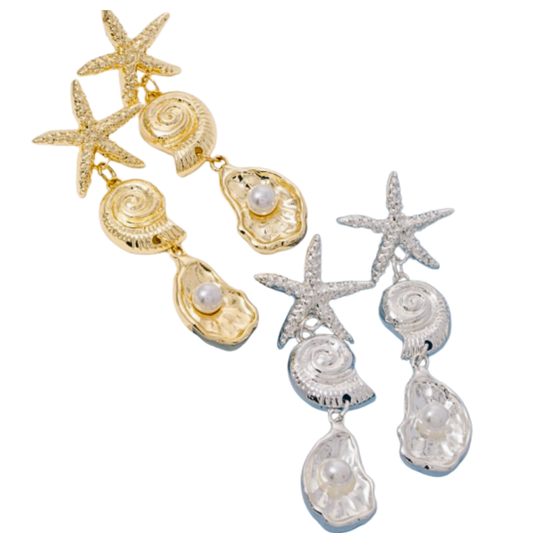 Tiered Shells Dangle Earrings (2 colors)