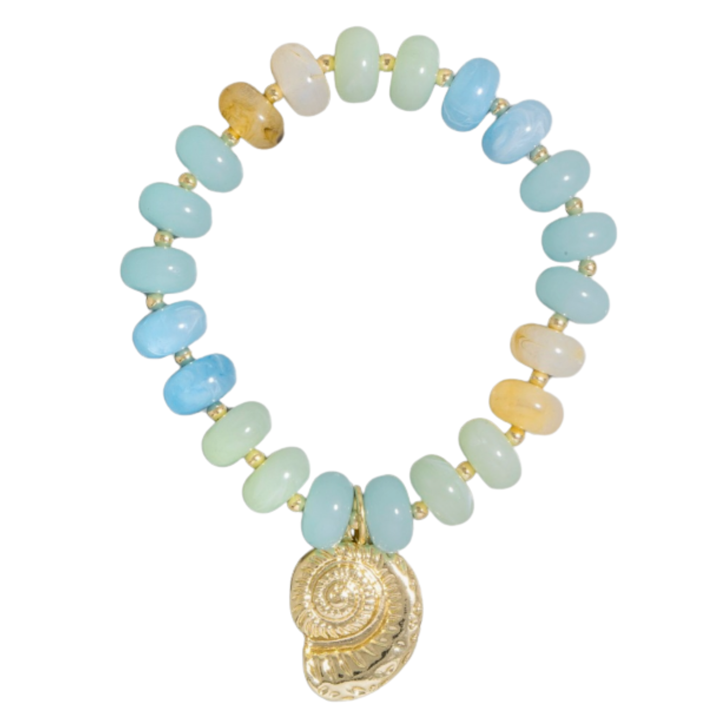 Aqua Beaded Shell Bracelet
