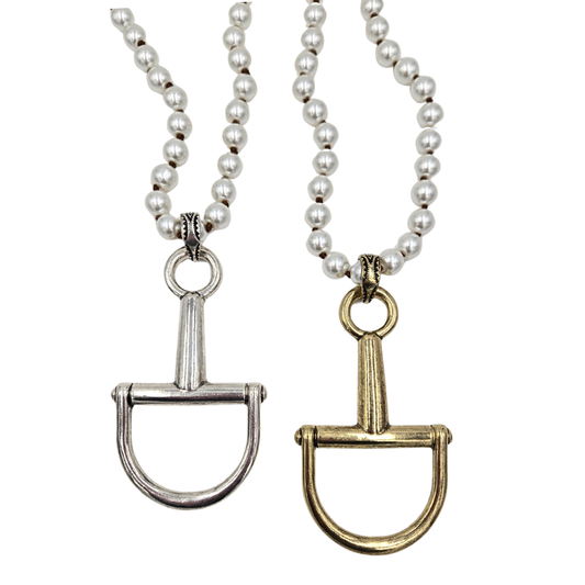 Pearl Strand Horse Bit Necklace (2 colors)
