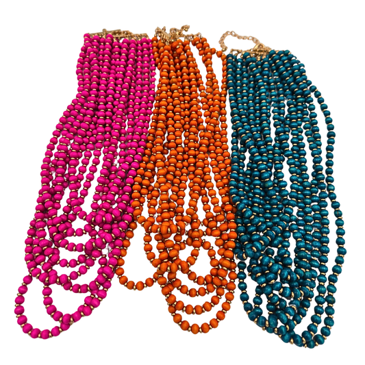 Boho Wooden Bead Layer Necklace (3 colors)