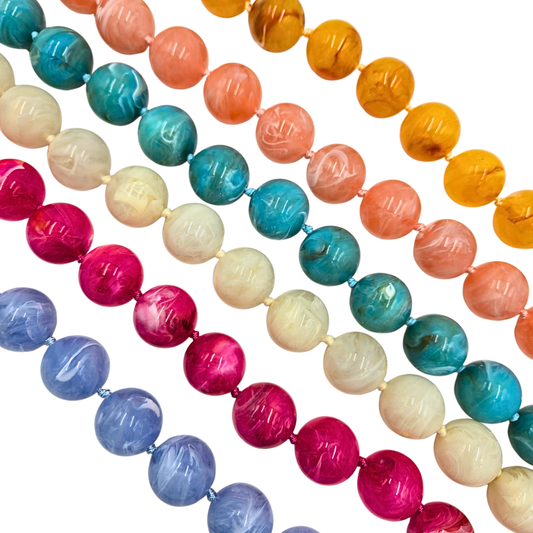 Chunky Marble Ball Bead Necklace (6 colors)