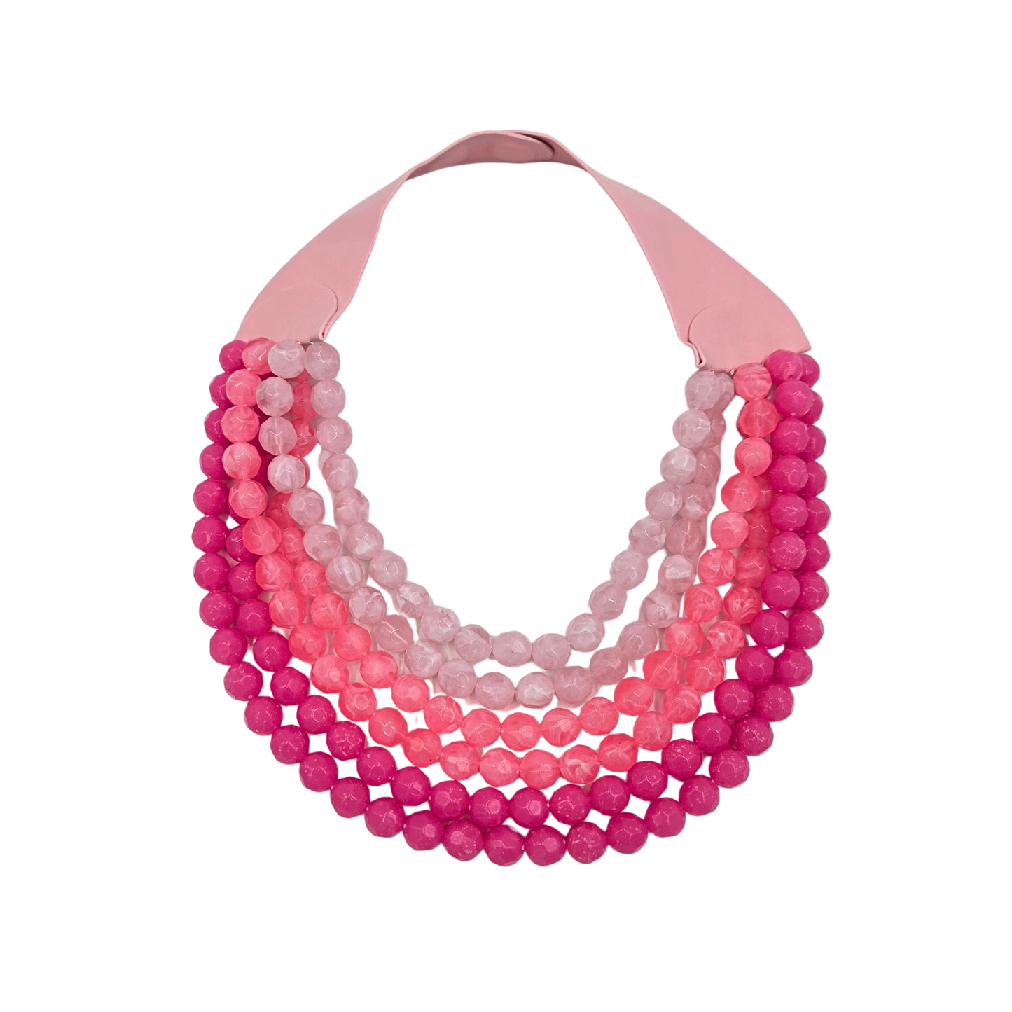 Layered Bead Statement Necklace - Flamingo Pink
