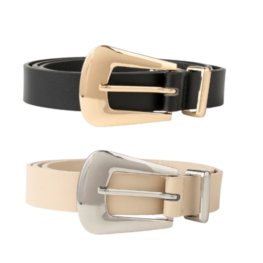 Bulky Buckle Classic Leather Belt (2 colors)