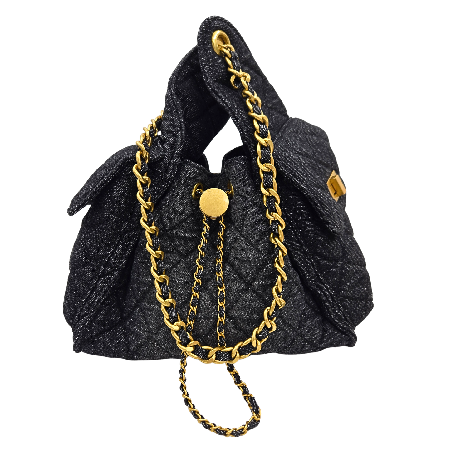 Dark Wash Drawstring Denim Bag