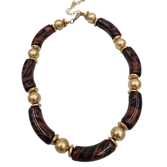 Leopard Print Beaded Necklace