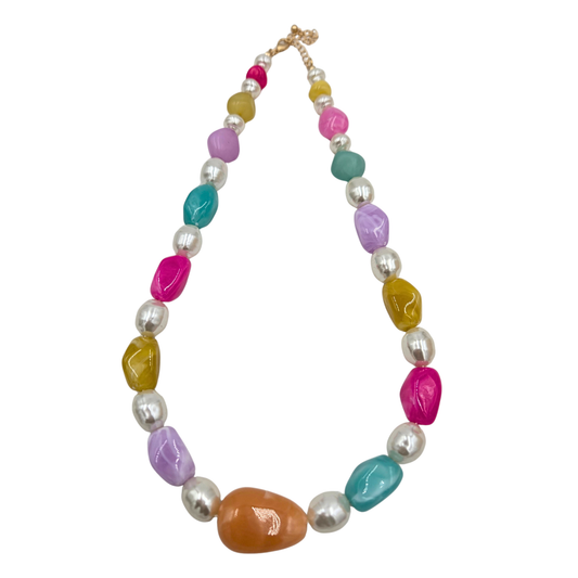 Pastel & Pearl Beaded Necklace