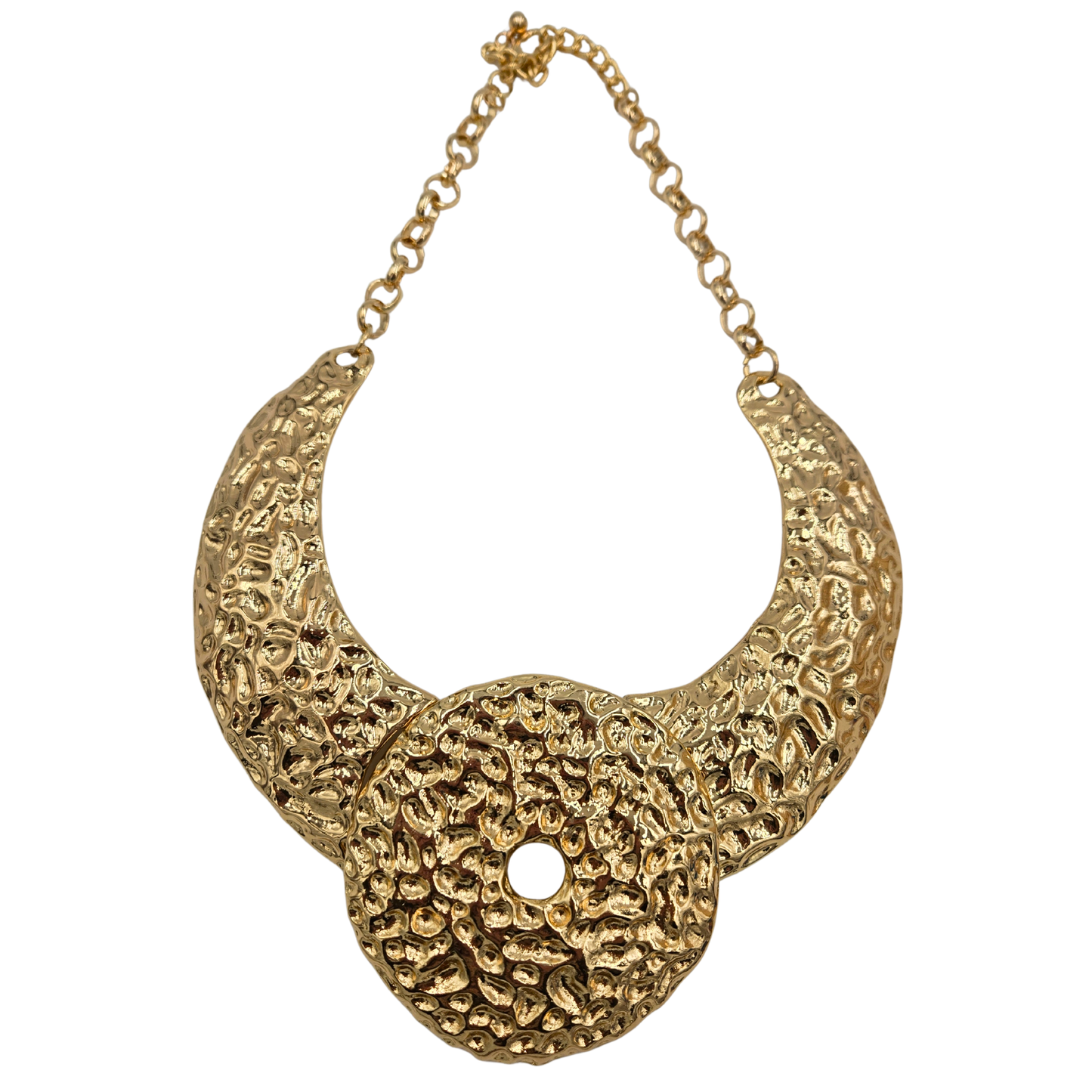 Hammered Gold Statement Collar Necklace