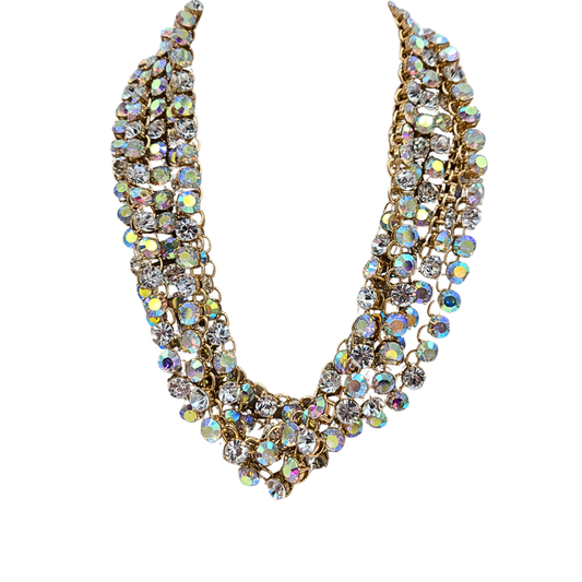 Five Strand Gold Bling Necklace