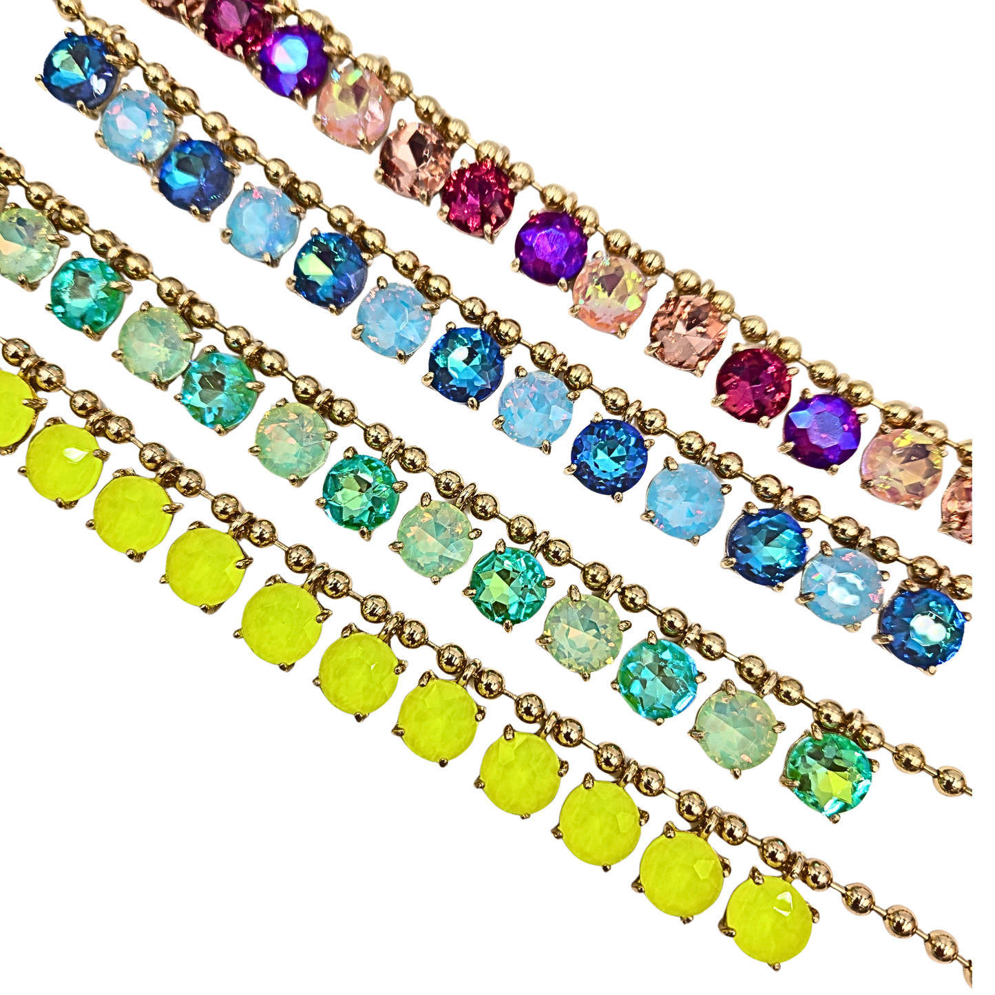 Mix Round Jewel Ball Chain Necklace (4 colors)