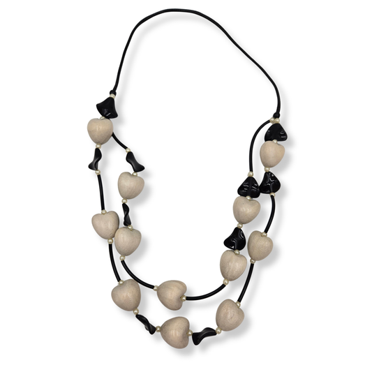 Black Cord & Wooden Heart Necklace