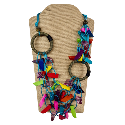 Turquoise Cord Multicolor Statement Necklace