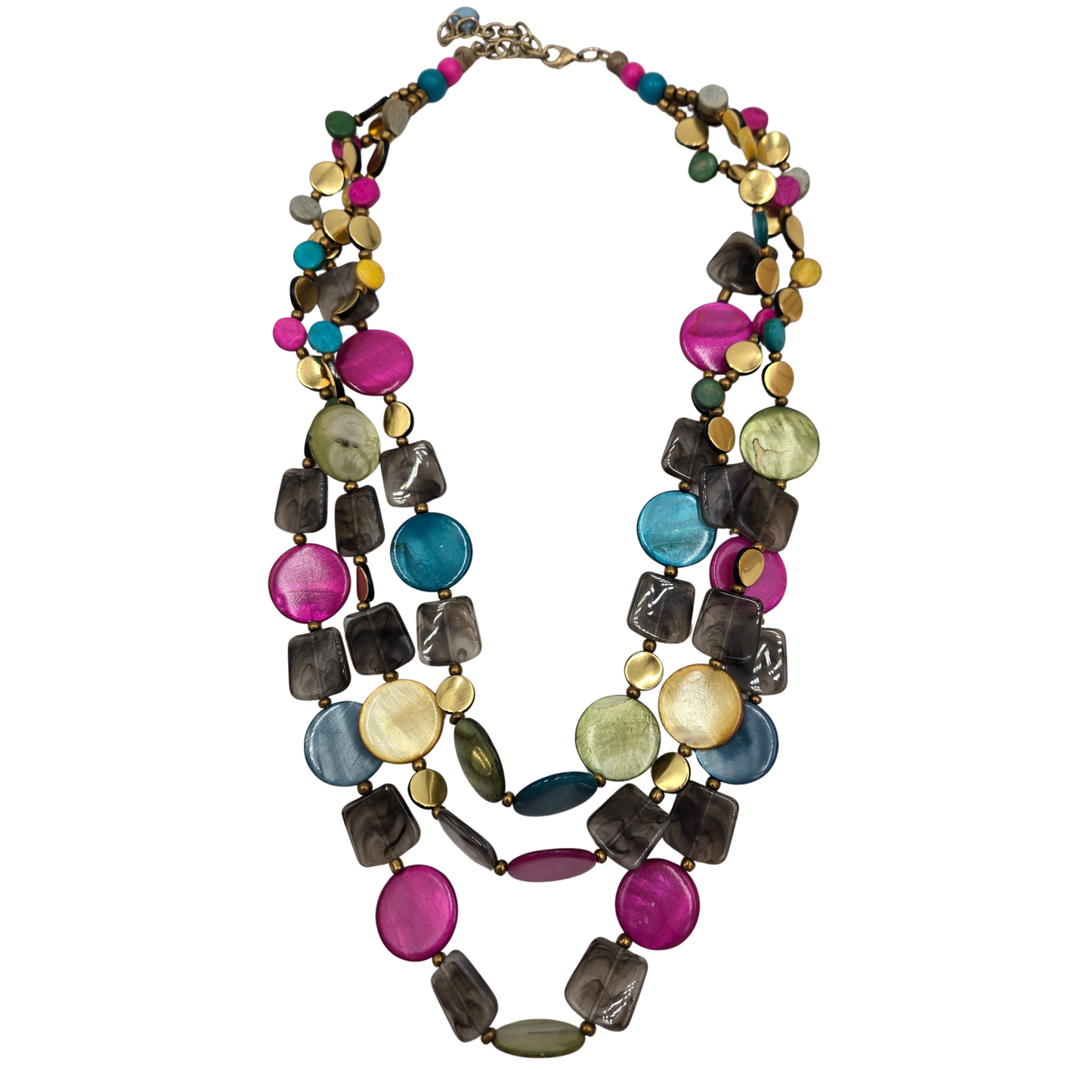 Layered Gold & Multicolor Disk Necklace