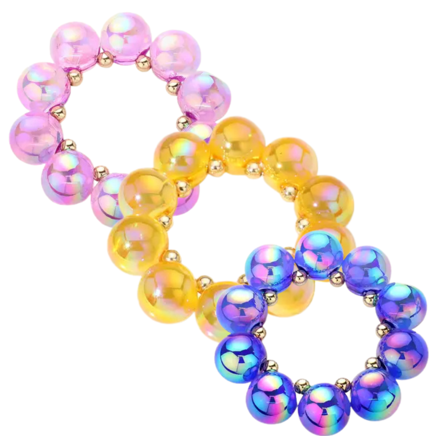 Chunky Iridescent Ball Beaded Bracelet (3 Colors)