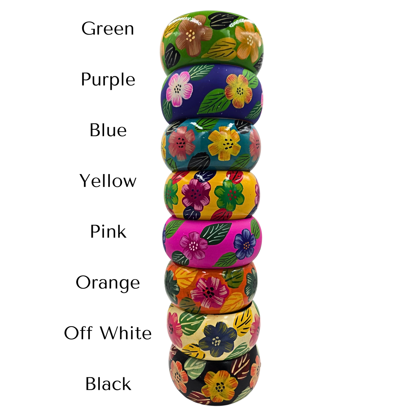 Wide Hawaiian Floral Bangle (8 colors)