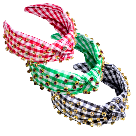 Embellished Gingham Knotted Headband (3 colors)