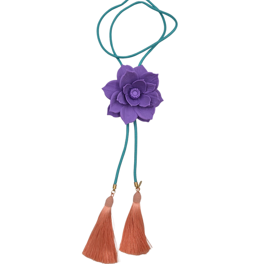 Rahya - Lotus Flower Bolo in Lavender with Turquoise & Peach