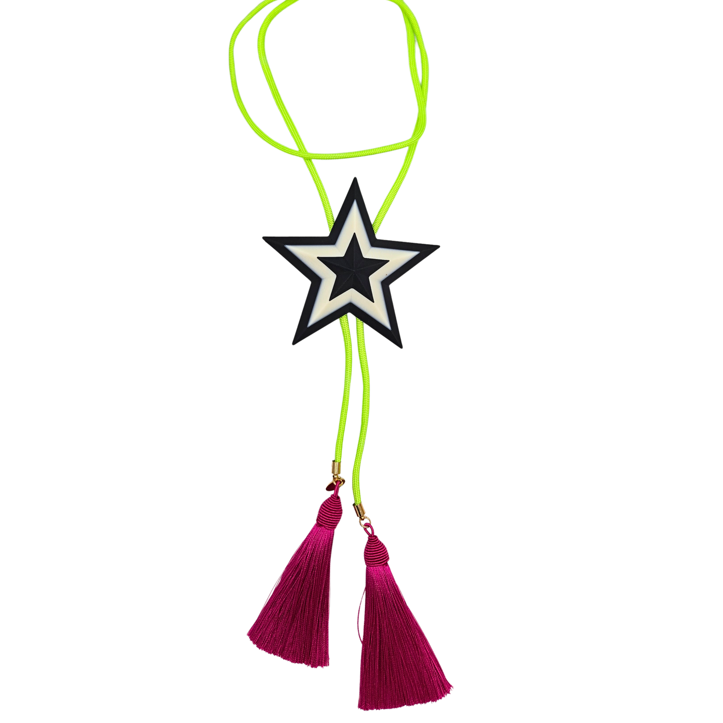 Rahya - Black Tie Lone Star Bolo with Lime & Fuchsia