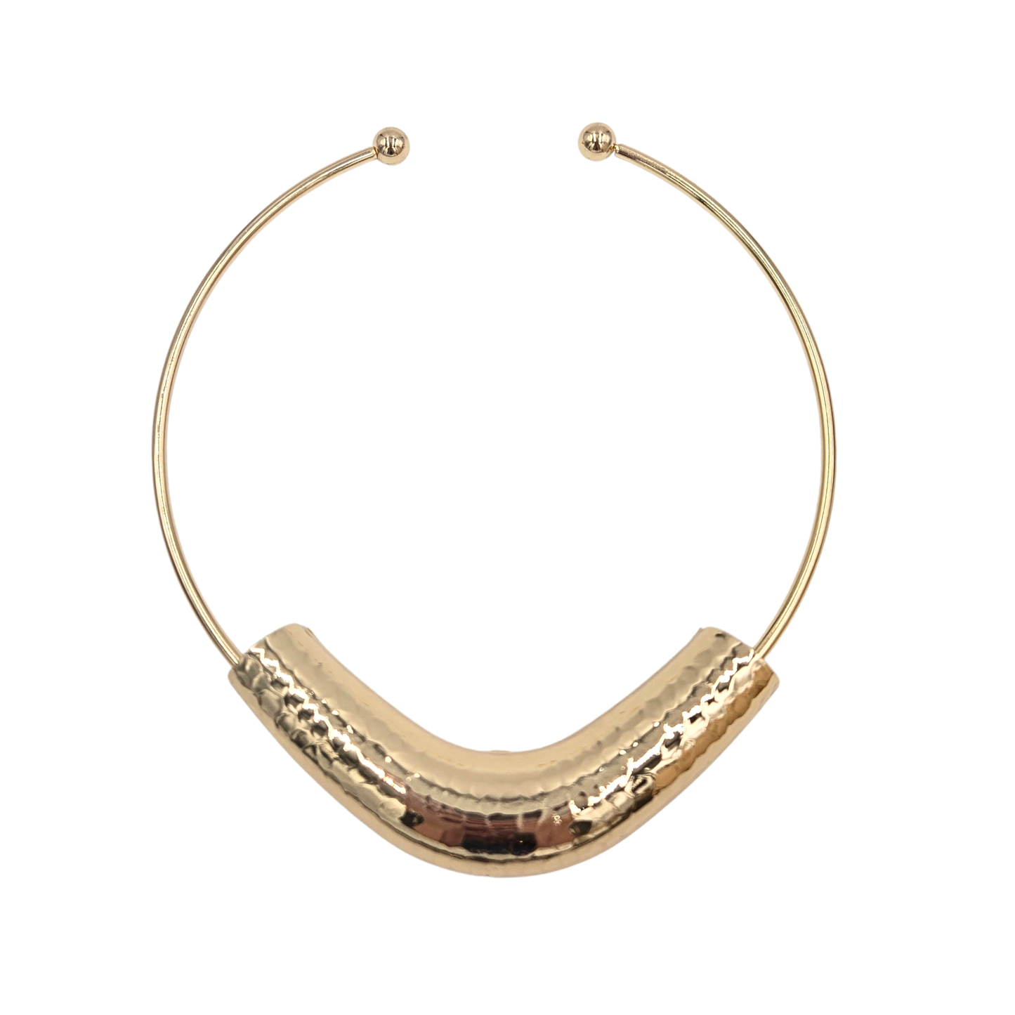 Hammered Pendant Gold Collar Necklace