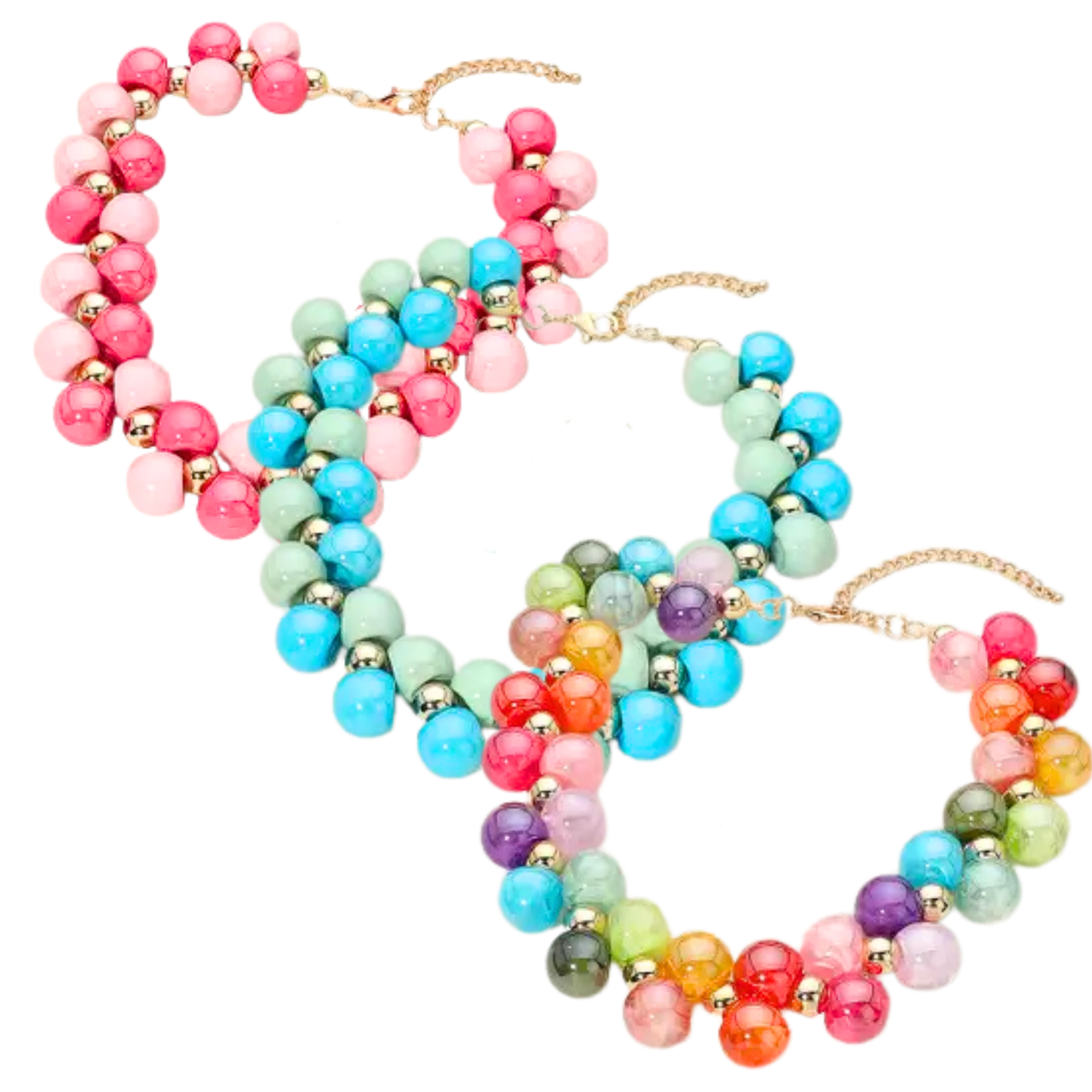 Chunky Bubble Beaded Statement Necklace (3 Colors)