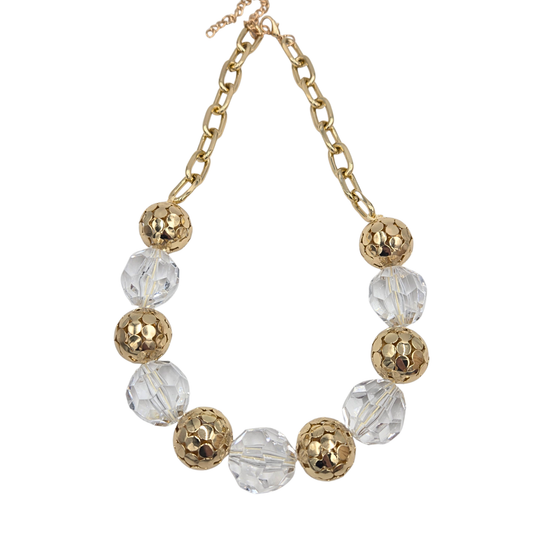 Clear Disco Crystal Beaded Chain Necklace