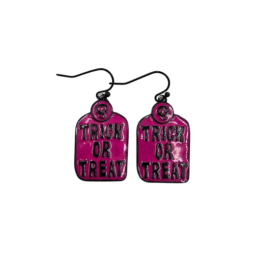 Trick or Treat Fuchsia Gravestone Earrings