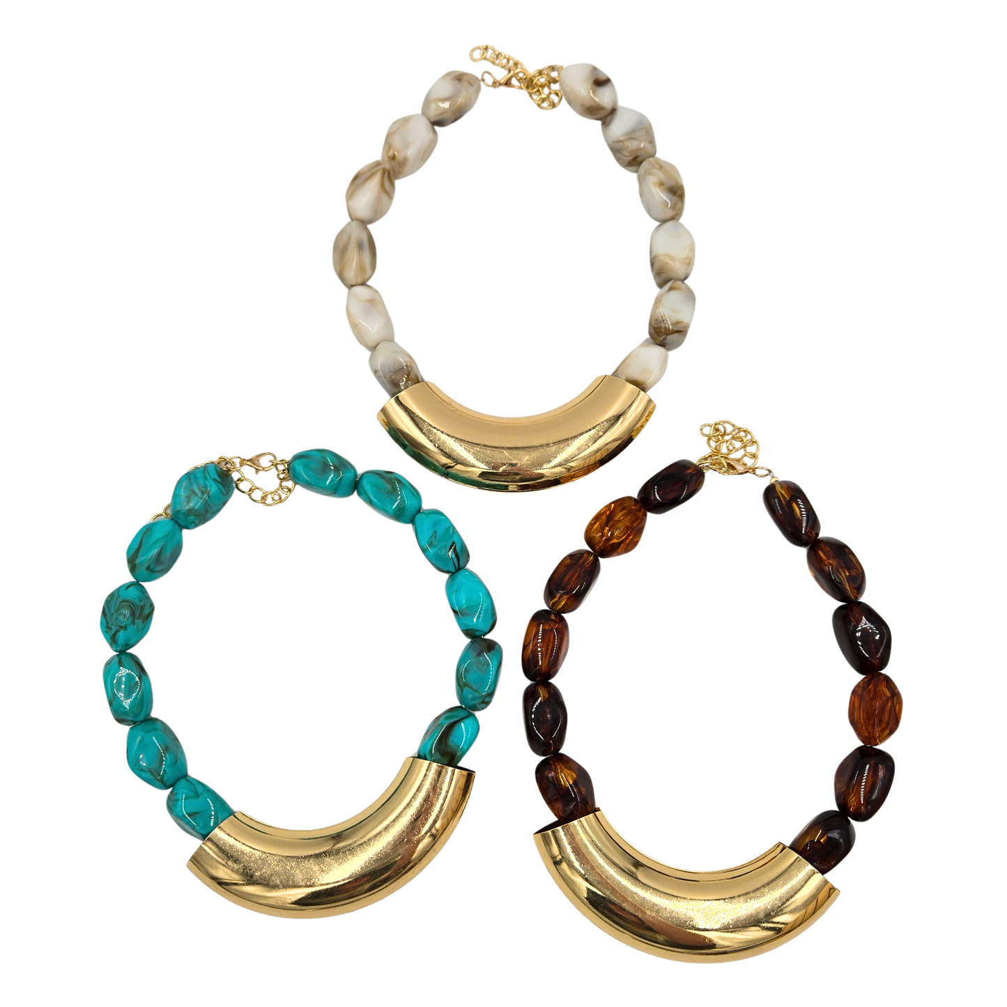 Boho Marble & Gold Statement Necklace (3 colors)
