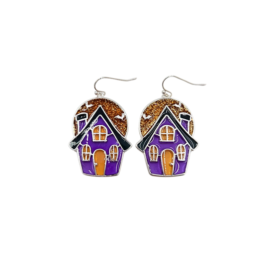 Haunted House Stained Glass Earrings