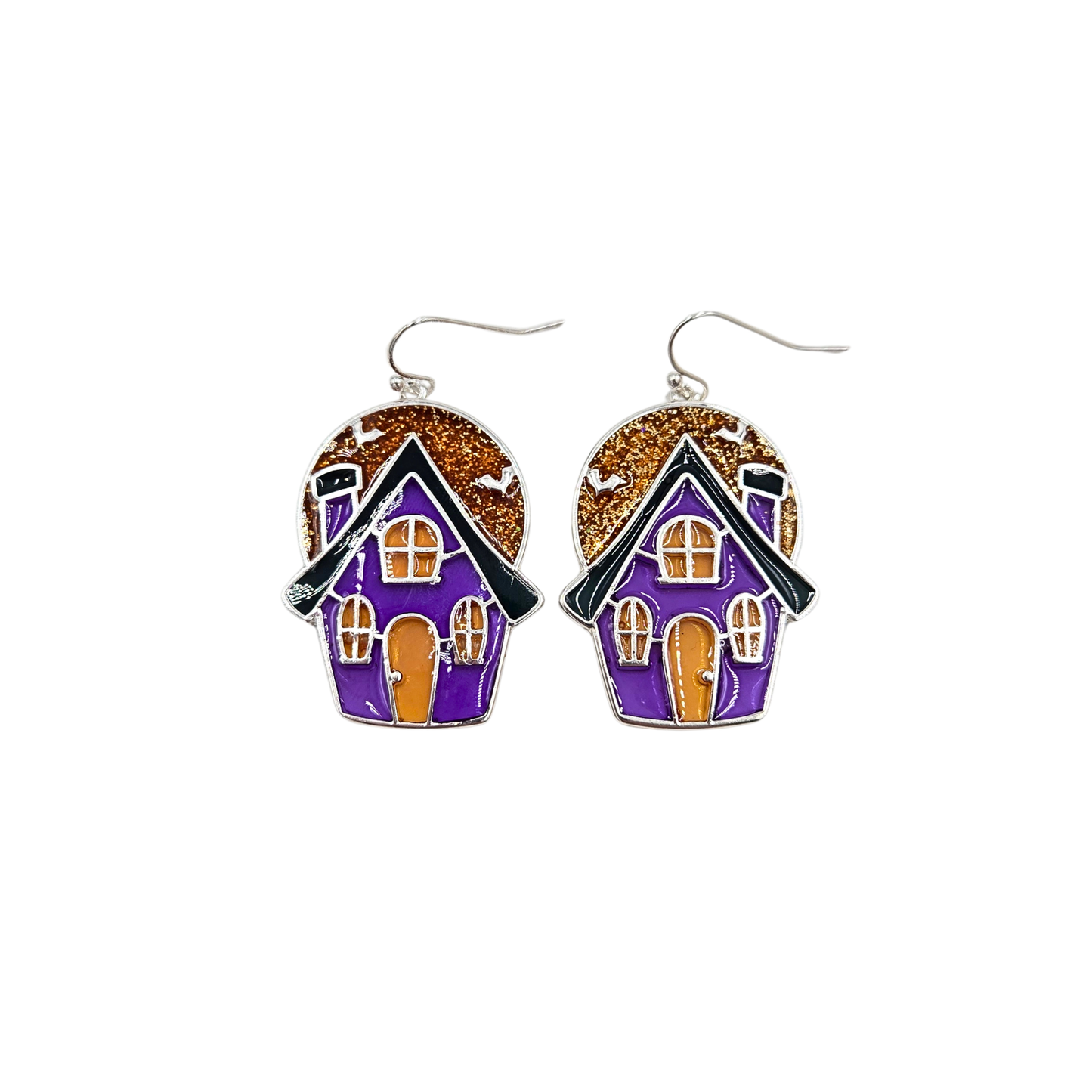 Haunted House Stained Glass Earrings