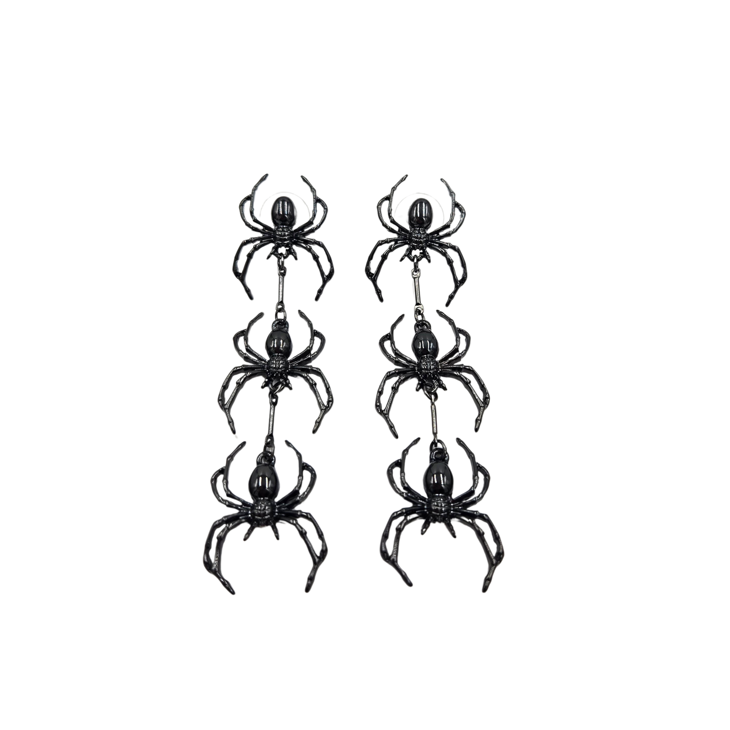 Gunmetal Spider Dangle Earrings
