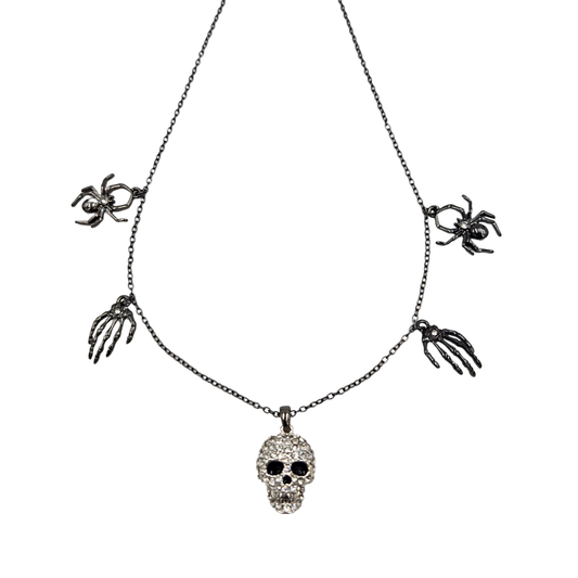 Jeweled Skull Charm Necklace