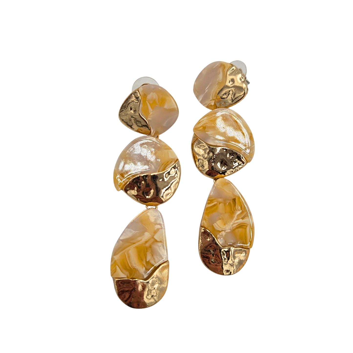 Tiered Marbled Pebble Drop Earrings