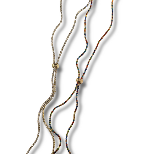 Dainty Gold Lariat Jeweled Necklace (2 colors)