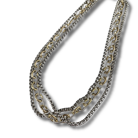 Two Tone Layered Chain Necklace