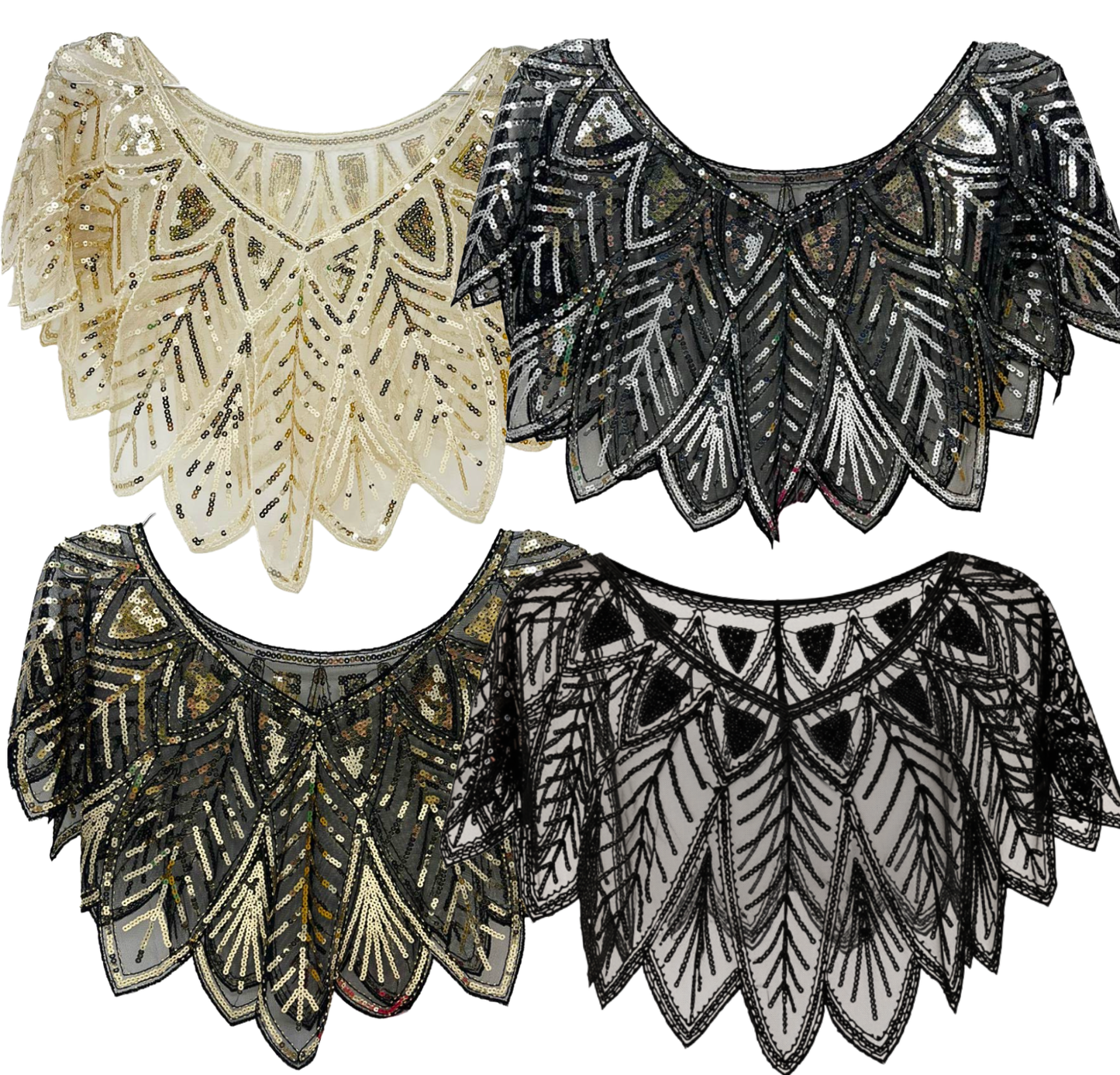 Vintage Inspired Sequin Evening Capelet Cape Shawl (4 colors)