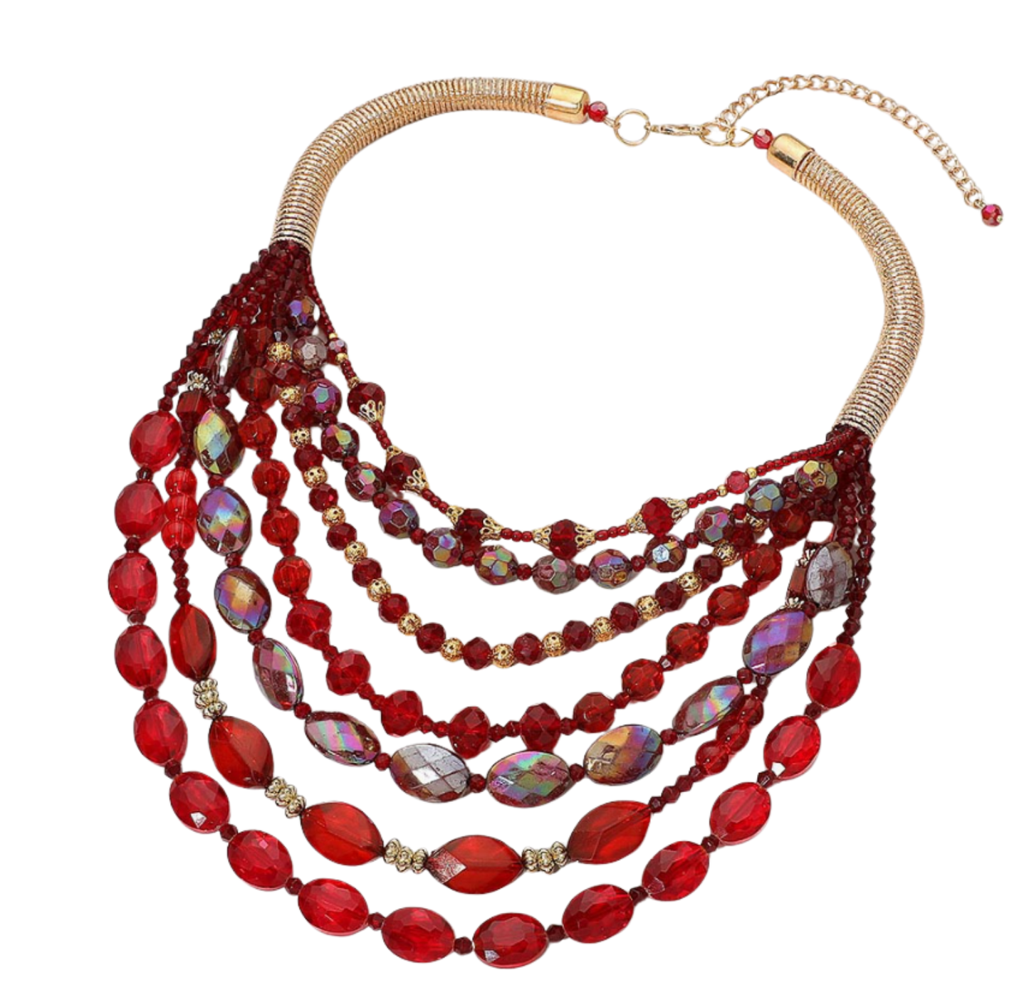 Life of the Party Layered Necklace in Red
