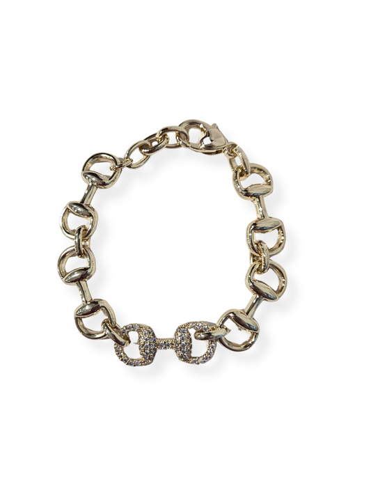 WP - 14K Gold Pave Horse Bit Bracelet