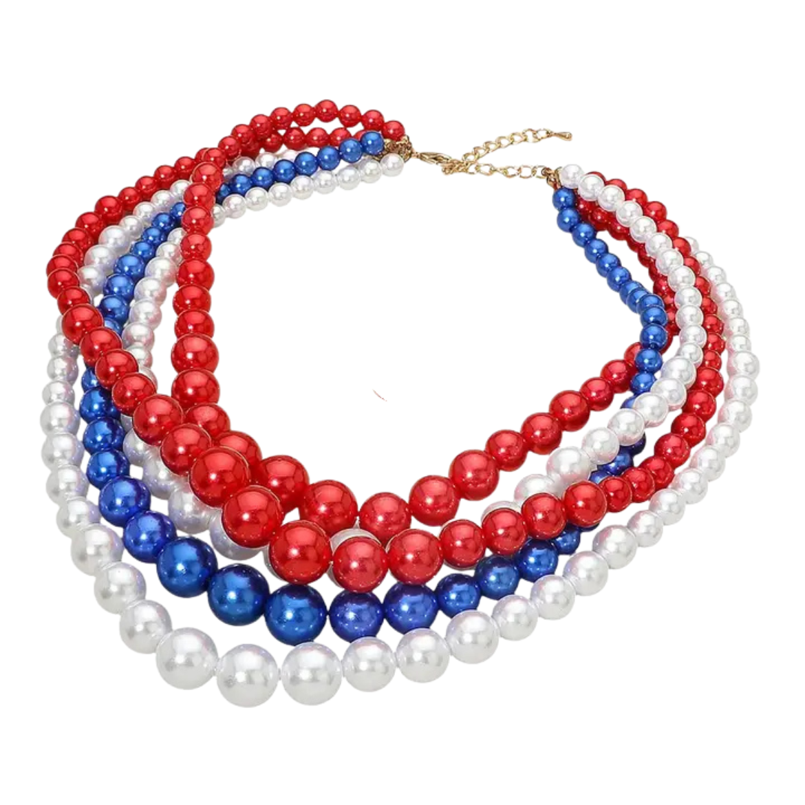 USA Flag Pearl Multi Strand Necklace