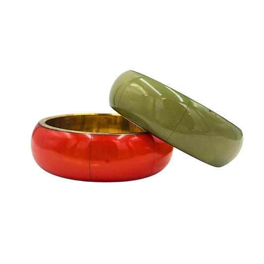 Glossy Resin & Brass Bangle (2 colors)
