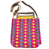 Wooden Handle Fuchsia Handbag