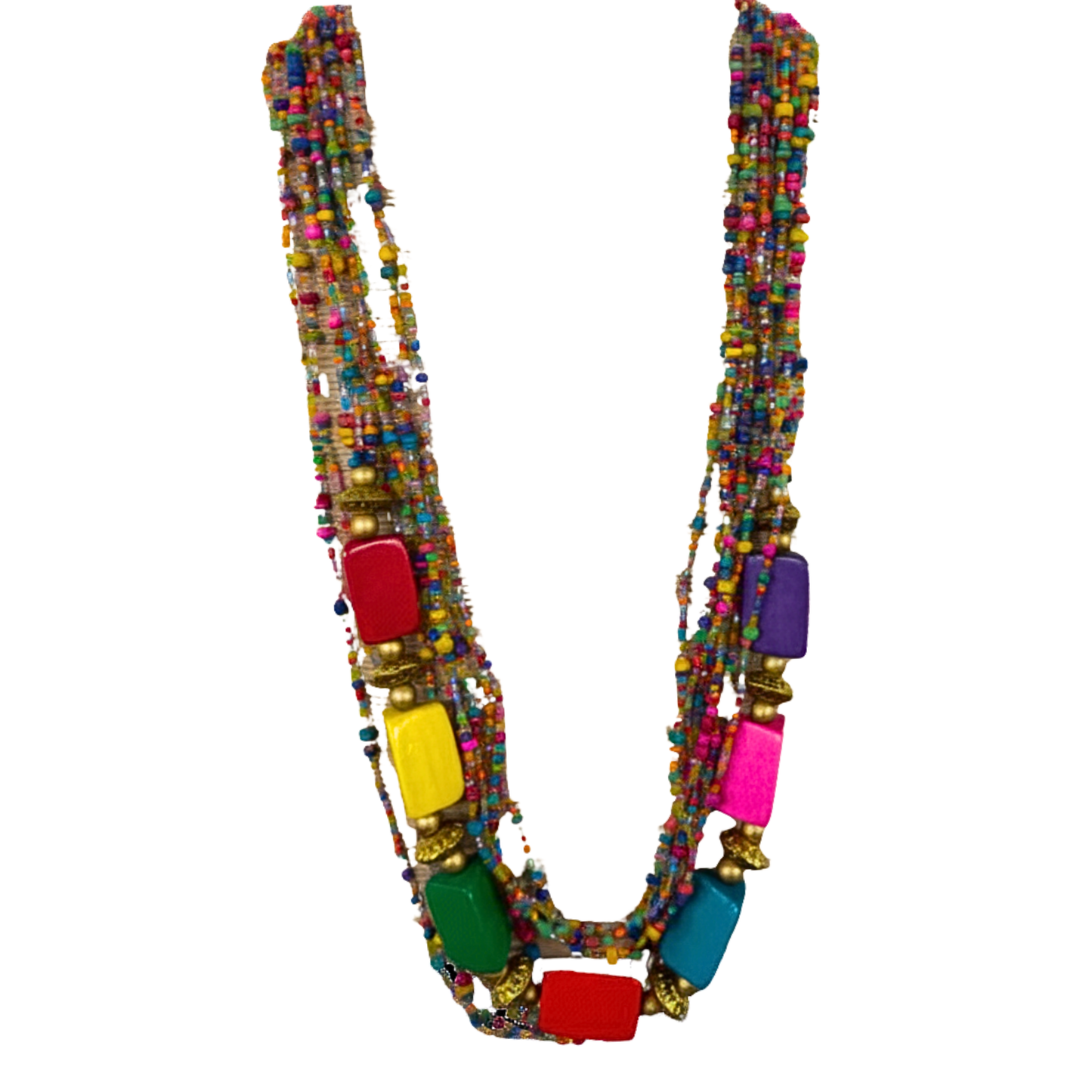 Multicolor Wooden Triangle Pendant Necklace