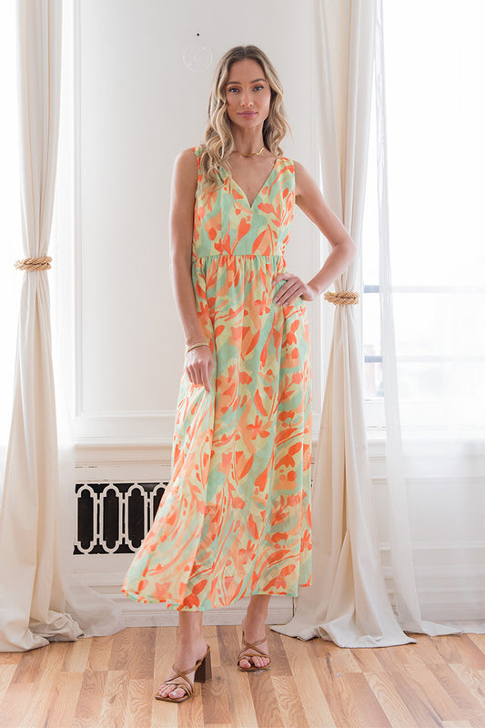 Lime/Orange Maxi Dress