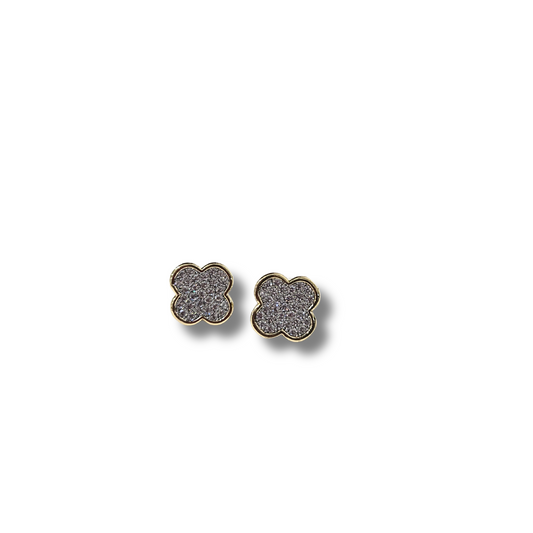 WP - Two Tone Pave Clover Earrings