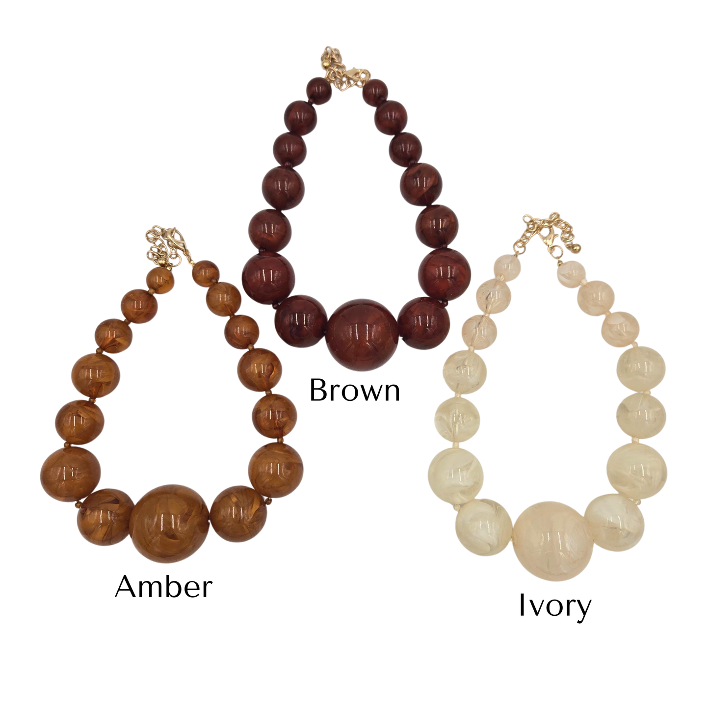 Oversized Marble Beaded Necklace (3 colors)