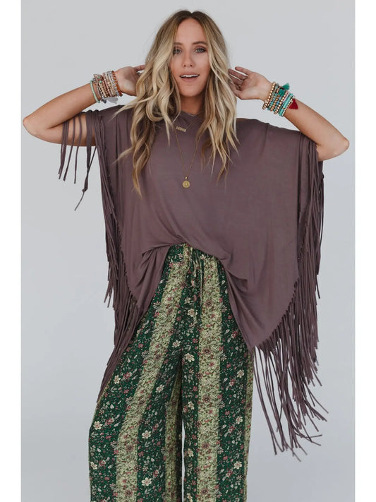 Mocha Fringe Detail Top (Reg.)