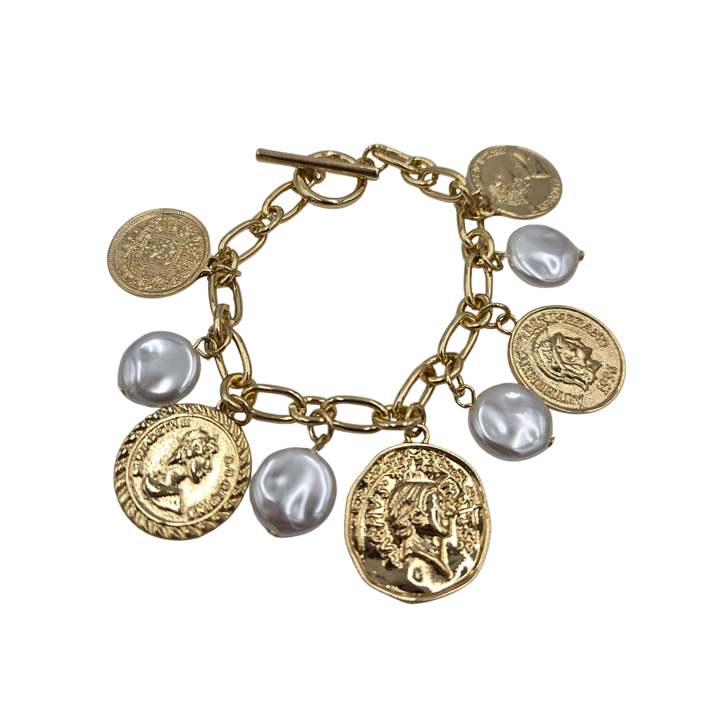 Gold & Pearl Coin Bracelet