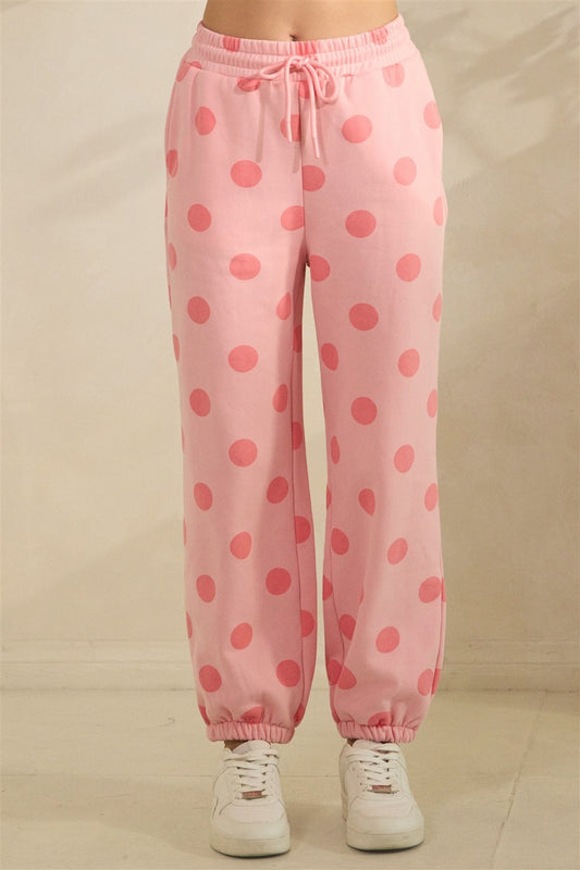 Pink Polka Dot Jogger Sweat Pants (Reg.)